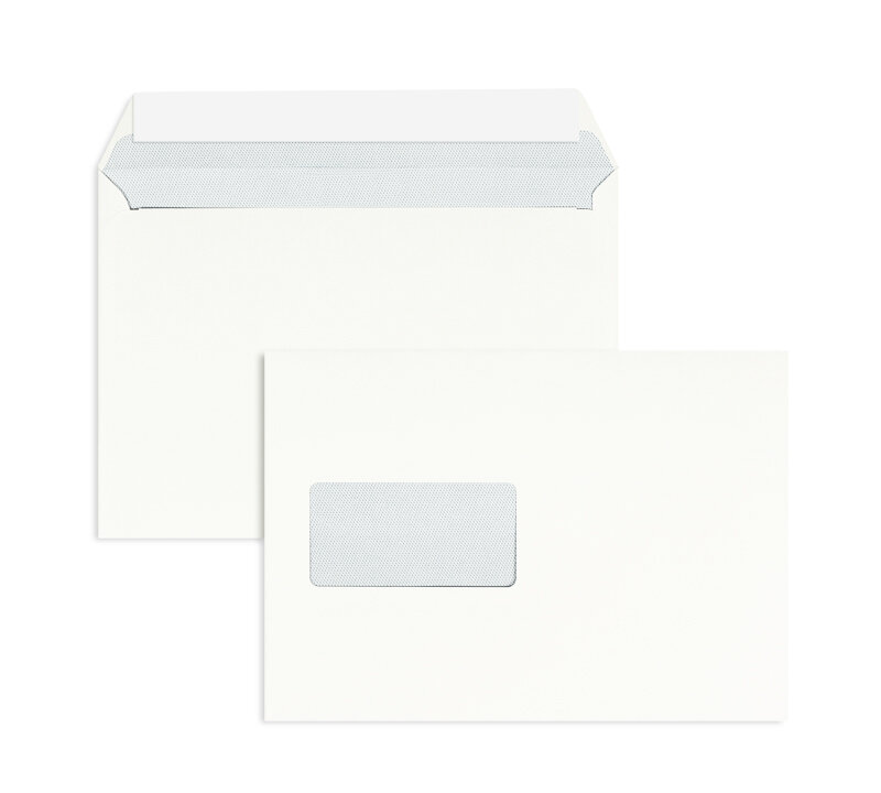 enveloppes blanc (blanc d'hiver) 162 x 229 mm (c5) | 120 g/m² offset | avec fenêtre | fermeture adhésive | rabat droit | 500 pièces