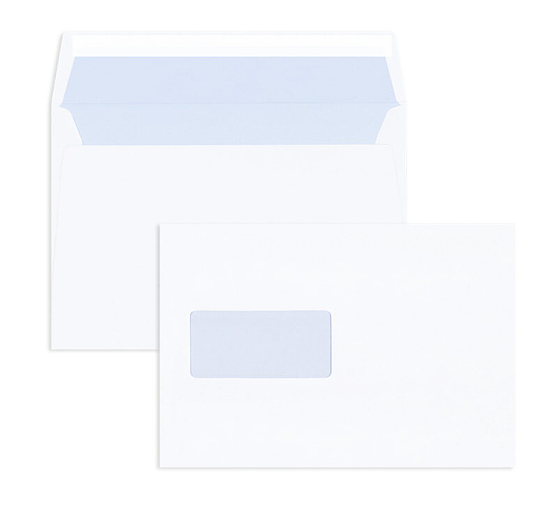enveloppes blanc (mat blanc) 162 x 229 mm (c5) | 120 g/qm recycling | avec fenêtre | fermeture adhésive | 250 pièces