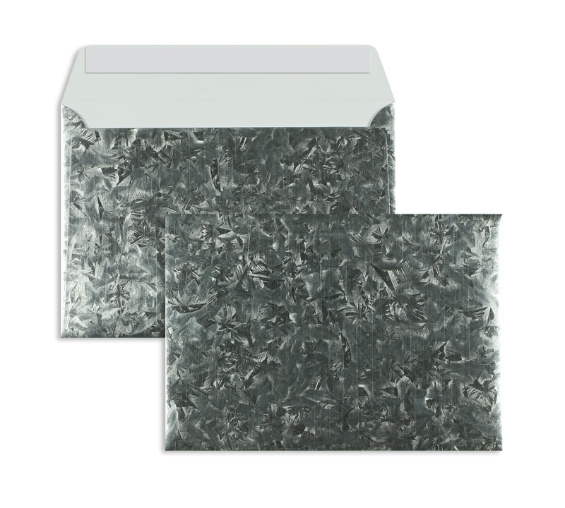 enveloppes colorées argent (cristal de glace-motif) 162 x 229 mm (c5) | 140 g/m² heavy metal | sans fenêtre | fermeture adhésive | rabat droit | 10 pièces
