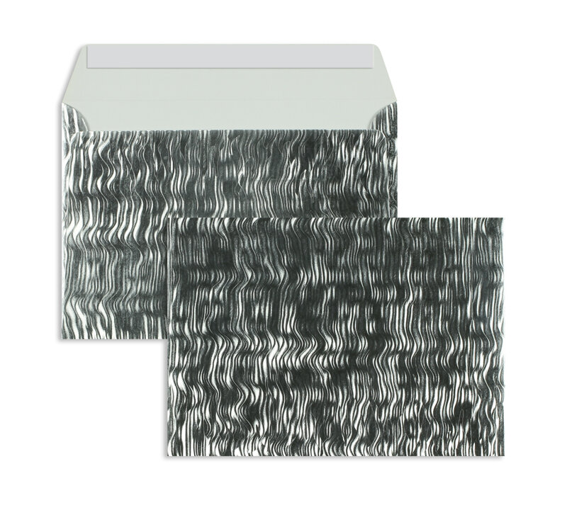 enveloppes colorées argent (mercure-motif) 162 x 229 mm (c5) | 140 g/m² heavy metal | sans fenêtre | fermeture adhésive | rabat droit | 10 pièces