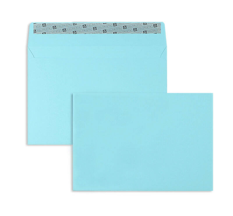 enveloppes colorées bleu (bleu clair) 162 x 229 mm (c5) | 120 g/qm colorista | sans fenêtre | fermeture adhésive | rabat droit | 100 pièces