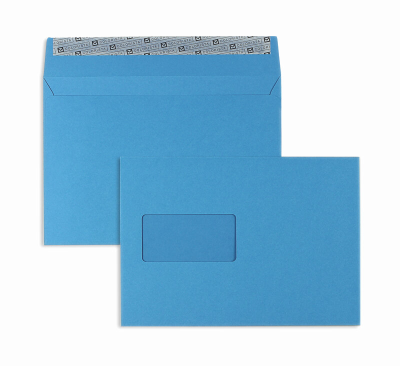 enveloppes colorées bleu (bleu roi) 162 x 229 mm (c5) | 130 g/qm colorista | avec fenêtre | fermeture adhésive | 100 pièces