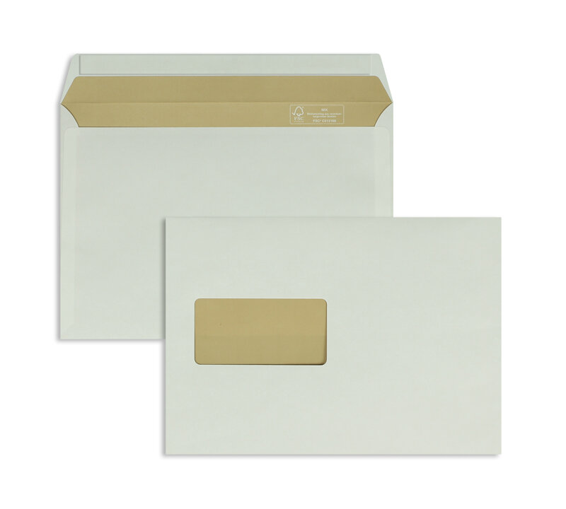 enveloppes colorées crème 162 x 229 mm (c5) | 90 g/m² biotop 3 | avec fenêtre | fermeture adhésive | rabat droit | 500 pièces