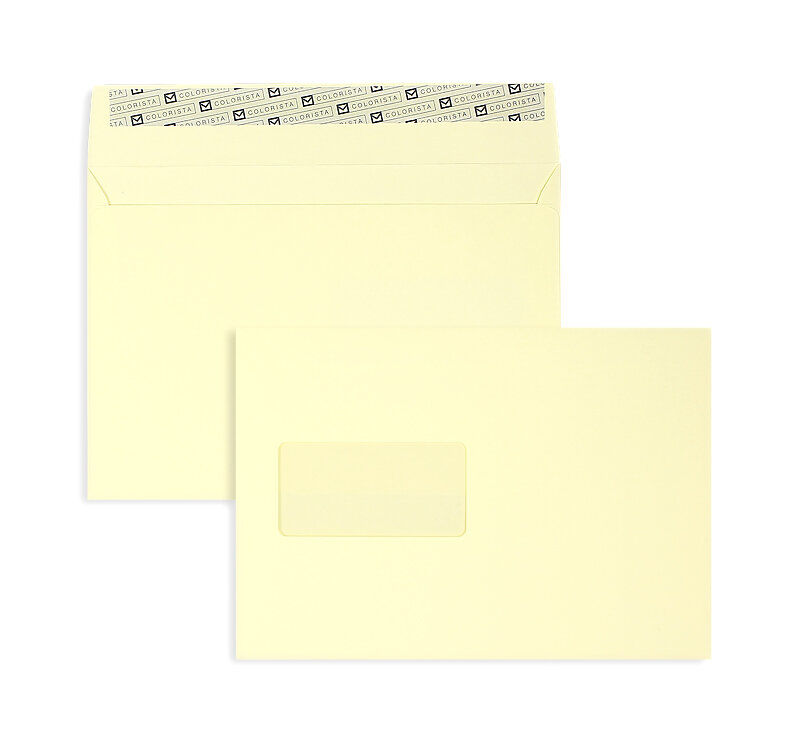 enveloppes colorées crème (crème jaunâtre) 162 x 229 mm (c5) | 130 g/qm colorista | avec fenêtre | fermeture adhésive | 100 pièces