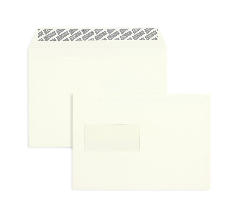 enveloppes colorées crème (vanille) 162 x 229 mm (c5) | 120 g/m² offset | avec fenêtre | fermeture adhésive | rabat droit | 500 pièces