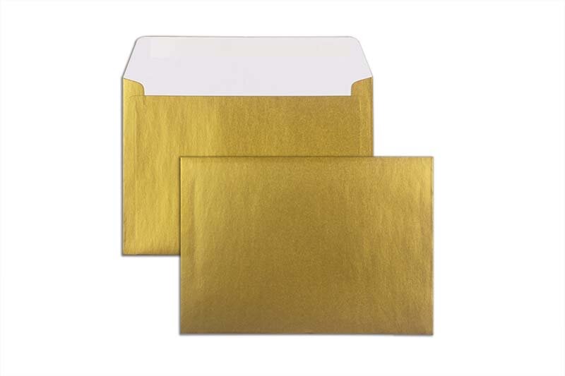 enveloppes colorées doré 162 x 229 mm (c5) | 100 g/m² offset | sans fenêtre | fermeture adhésive | rabat droit | 100 pièces