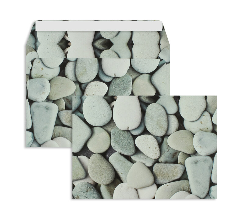 enveloppes colorées gris (galets-motif) 162 x 229 mm (c5) | 135 g/m² offset | sans fenêtre | fermeture adhésive | rabat droit | 125 pièces