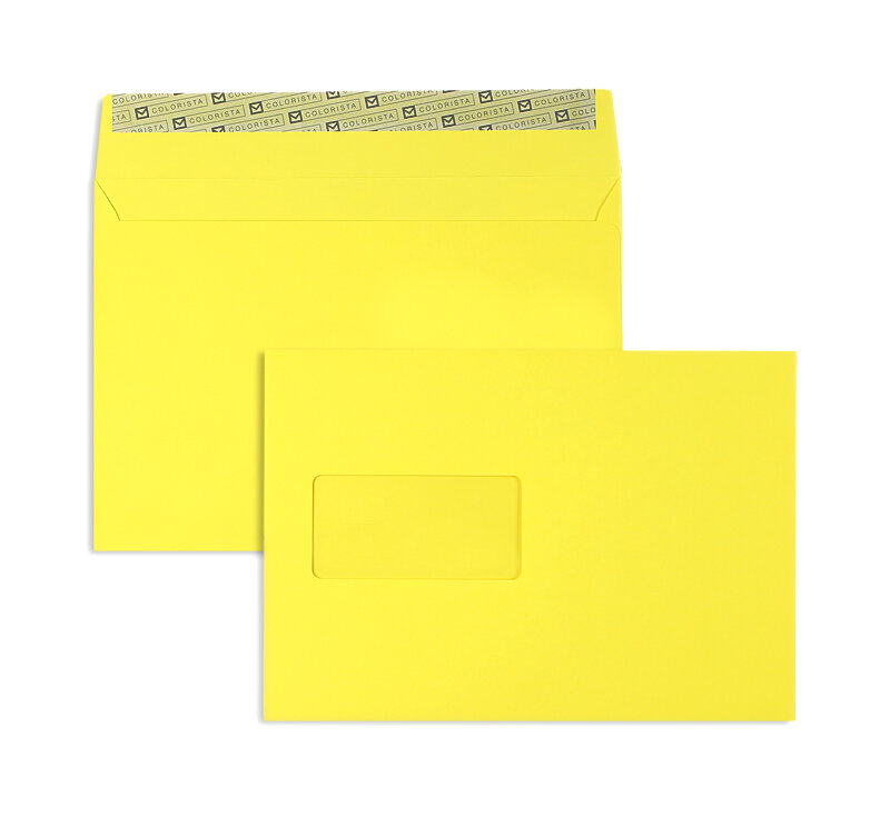 enveloppes colorées jaune 162 x 229 mm (c5) | 130 g/qm colorista | avec fenêtre | fermeture adhésive | 100 pièces