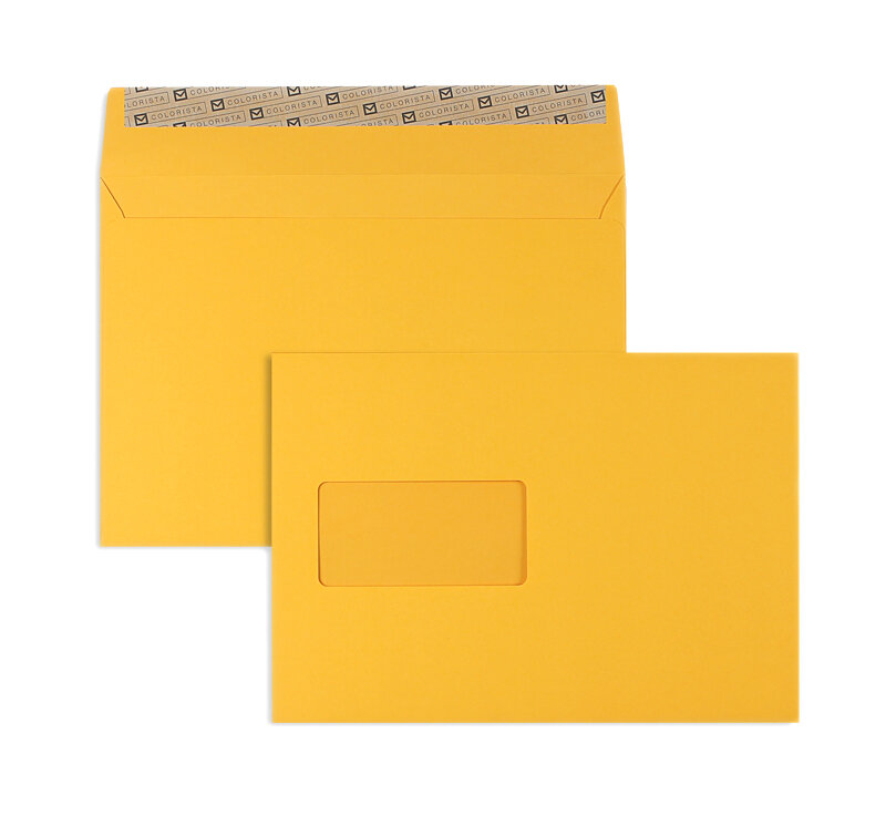 enveloppes colorées jaune (jaune d'or) 162 x 229 mm (c5) | 130 g/qm colorista | avec fenêtre | fermeture adhésive | 100 pièces