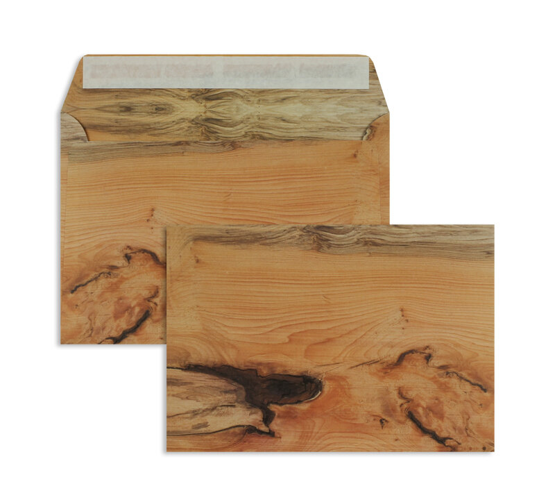 enveloppes colorées marron (bois de conifères-motif) 162 x 229 mm (c5) | 135 g/m² offset | sans fenêtre | fermeture adhésive | rabat droit | 125 pièces