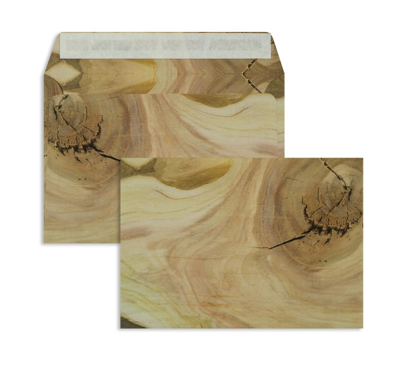 enveloppes colorées marron (chêne naturel-motif) 162 x 229 mm (c5) | 135 g/m² offset | sans fenêtre | fermeture adhésive | rabat droit | 125 pièces