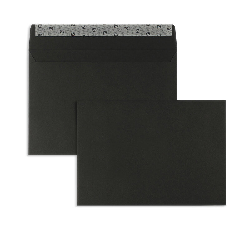 enveloppes colorées noir 162 x 229 mm (c5) | 120 g/qm colorista | sans fenêtre | fermeture adhésive | rabat droit | 100 pièces