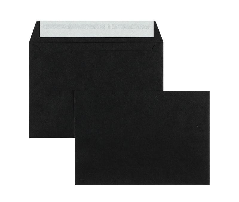 enveloppes colorées noir 162 x 229 mm c5 | 120 g/qm offset | sans fenêtre | fermeture adhésive | rabat droit | 100 pièces