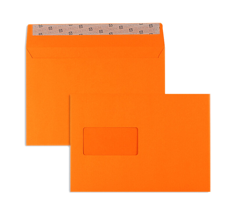 enveloppes colorées orange 162 x 229 mm (c5) | 120 g/qm colorista | avec fenêtre | fermeture adhésive | 100 pièces