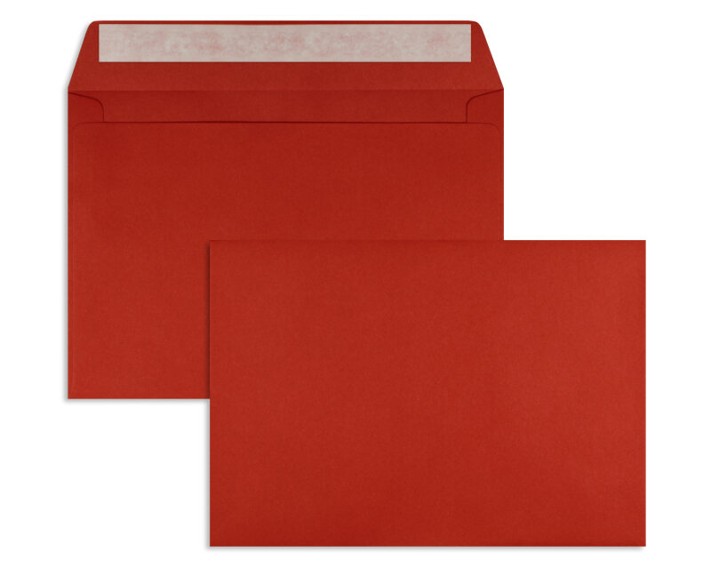 enveloppes colorées rouge 162 x 229 mm (c5) | 100 g/m² offset | sans fenêtre | fermeture adhésive | rabat droit | 100 pièces