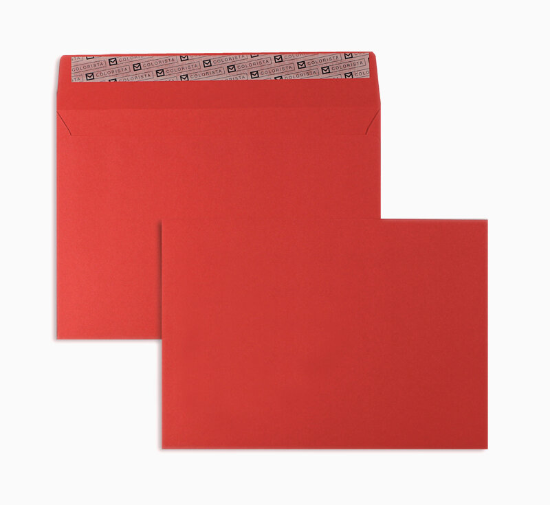 enveloppes colorées rouge 162 x 229 mm (c5) | 120 g/qm colorista | sans fenêtre | fermeture adhésive | rabat droit | 100 pièces