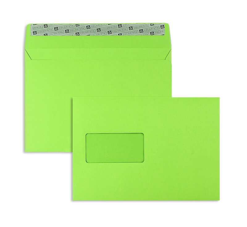 enveloppes colorées vert 162 x 229 mm (c5) | 130 g/qm colorista | avec fenêtre | fermeture adhésive | 100 pièces