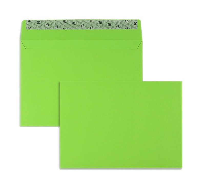 enveloppes colorées vert 162 x 229 mm c5 | 130 g/qm colorista | sans fenêtre | fermeture adhésive | rabat droit | 100 pièces