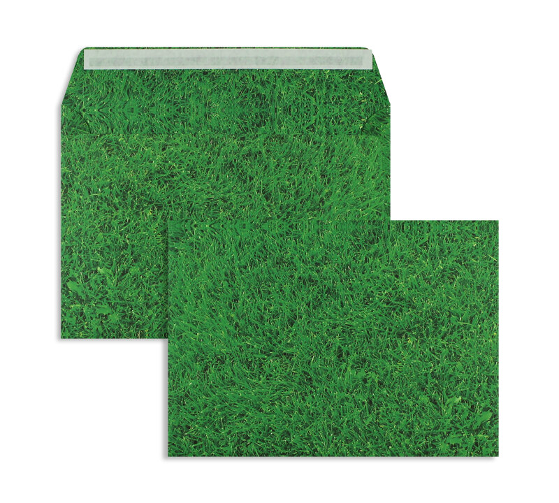 enveloppes colorées vert (gazon-motif) 162 x 229 mm (c5) | 135 g/m² offset | sans fenêtre | fermeture adhésive | rabat droit | 125 pièces