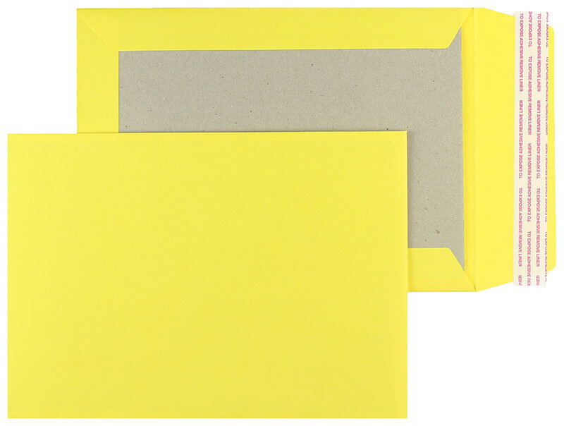 enveloppes dos cartonné colorées jaune 162 x 229 mm (c5) | 110 g/m² offset | sans fenêtre | fermeture adhésive | rabat droit | 125 pièces