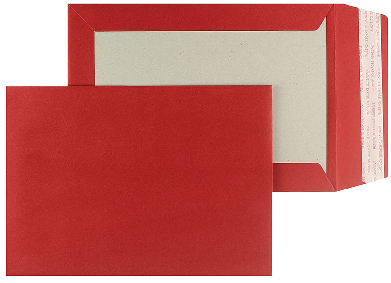 enveloppes dos cartonné colorées rouge 162 x 229 mm (c5) | 110 g/m² offset | sans fenêtre | fermeture adhésive | rabat droit | 125 pièces