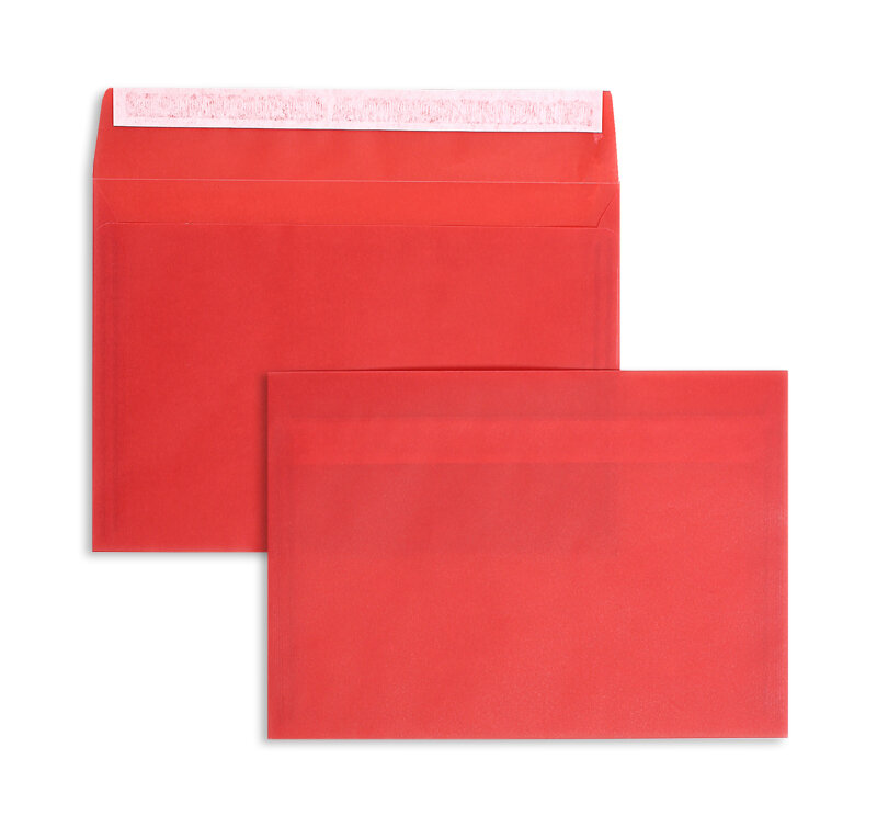 Enveloppes transparentes Rouge (Transparent rouge intense) 162 x 229 mm (C5)
