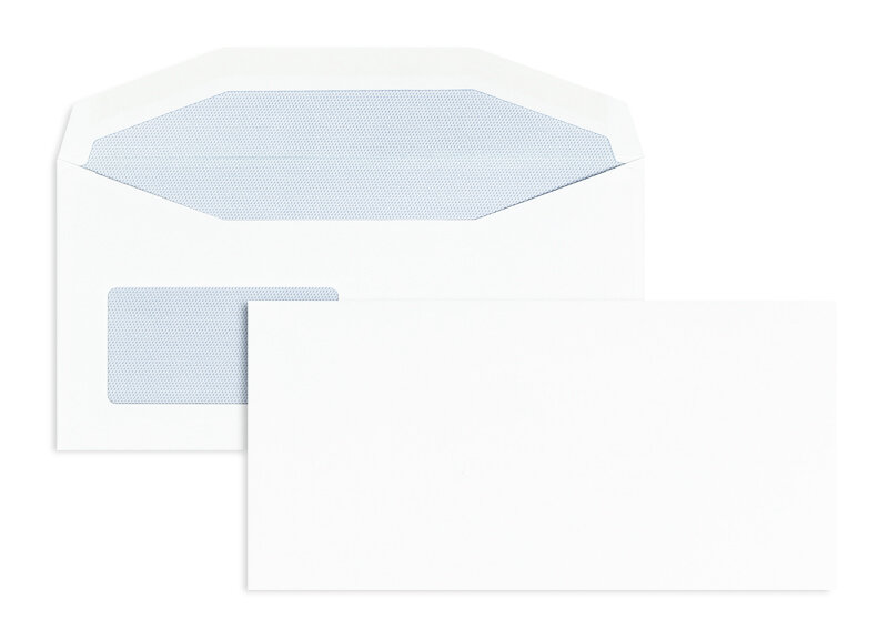 enveloppe de mise sous pli blanc 114 x 229 mm (c6/5) | 110 g/m² offset | avec fenêtre | fermeture gommée | rabat trapézoïdal | 500 pièces