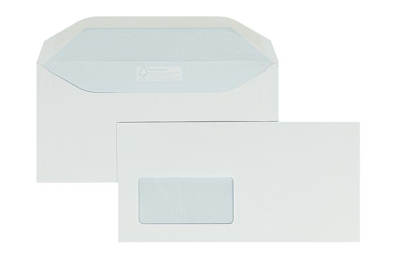 enveloppe de mise sous pli blanc 114 x 229 mm (c6/5) | 115 g/m² mat couché | avec fenêtre | fermeture gommée | rabat trapézoïdal | 1000 pièces