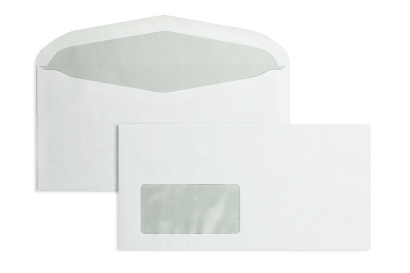 enveloppe de mise sous pli blanc 114 x 229 mm (c6/5) | 75 g/m² offset | avec fenêtre | fermeture gommée | rabat arrondi | 1000 pièces