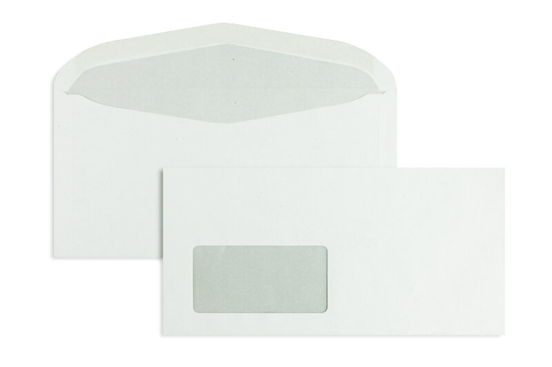 enveloppe de mise sous pli blanc 114 x 229 mm (c6/5) | 80 g/m² recycling | avec fenêtre | fermeture gommée | rabat arrondi | 1000 pièces