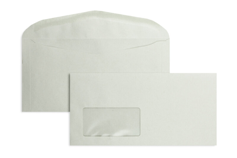 enveloppe de mise sous pli colorées gris 114 x 229 mm (c6/5) | 75 g/m² recycling | avec fenêtre | fermeture gommée | rabat arrondi | 1000 pièces
