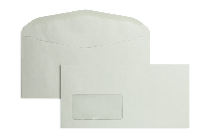 enveloppe de mise sous pli colorées gris 114 x 229 mm (c6/5) | 75 g/qm recycling | avec fenêtre | fermeture gommée | rabat arrondi | 500 pièces