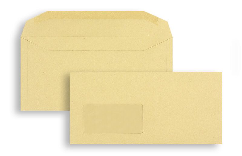 enveloppe de mise sous pli colorées marron 114 x 229 mm (c6/5) | 80 g/m² natron | avec fenêtre | fermeture gommée | rabat trapézoïdal | 1000 pièces