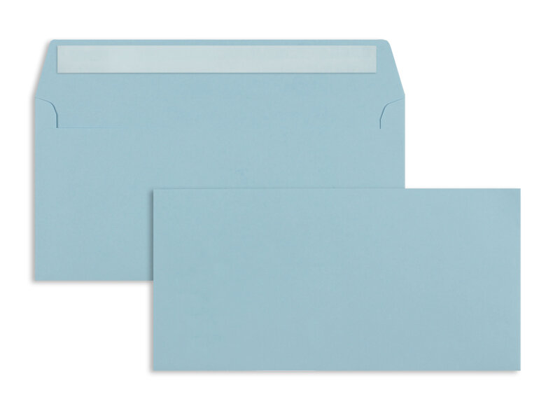 enveloppes colorées bleu (bleu bébé) 114 x 229 mm (c6/5) | 120 g/m² offset | sans fenêtre | fermeture adhésive | rabat droit | 100 pièces