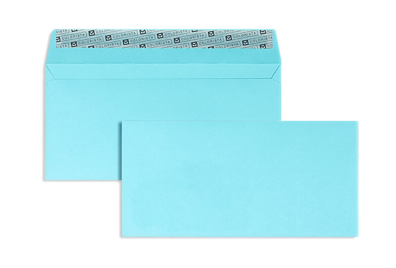 enveloppes colorées bleu (bleu clair) 114 x 229 mm (c6/5) | 120 g/qm colorista | sans fenêtre | fermeture adhésive | rabat droit | 100 pièces