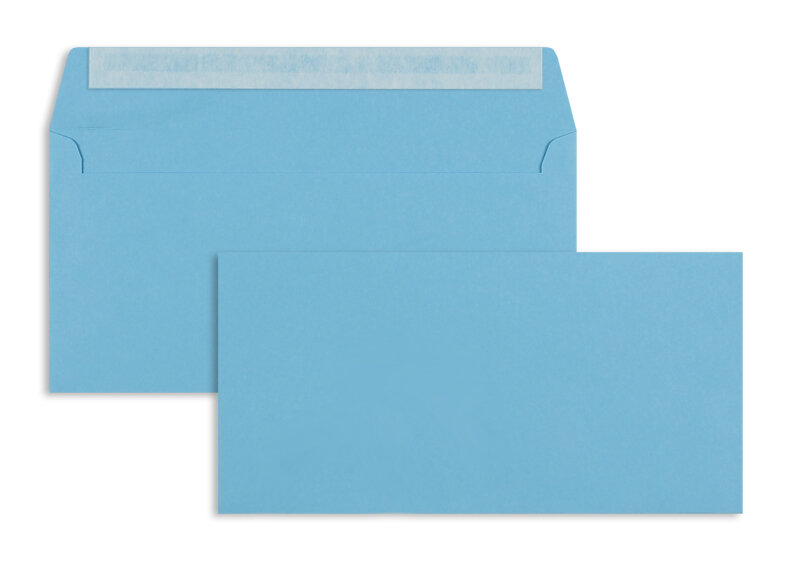 enveloppes colorées bleu (bleu intense) 114 x 229 mm (c6/5) | 120 g/m² offset | sans fenêtre | fermeture adhésive | rabat droit | 100 pièces