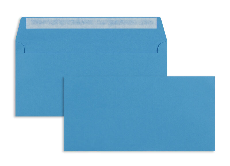 enveloppes colorées bleu (bleu roi) 114 x 229 mm (c6/5) | 120 g/m² offset | sans fenêtre | fermeture adhésive | rabat droit | 100 pièces
