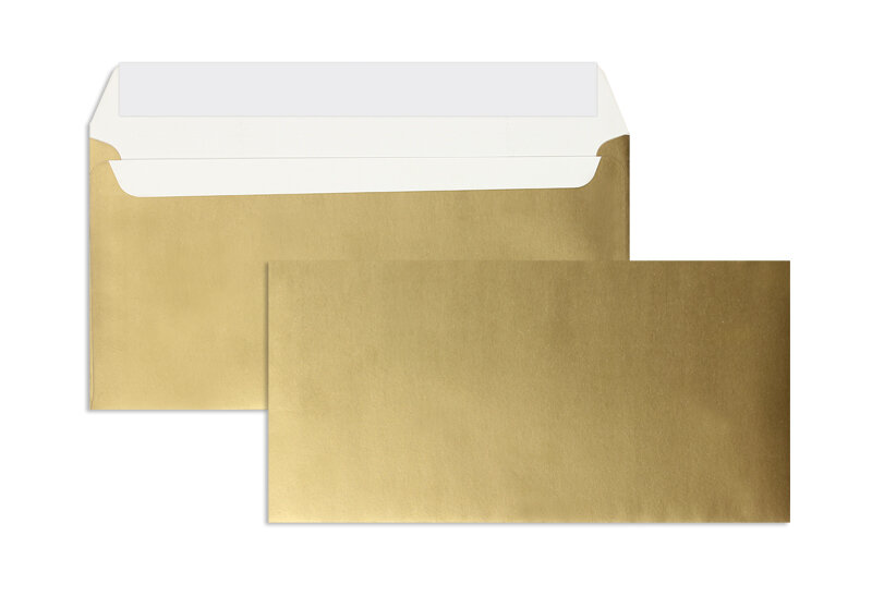 enveloppes colorées doré 114 x 229 mm (c6/5) | 130 g/m² métallique | sans fenêtre | fermeture adhésive | rabat droit | 100 pièces