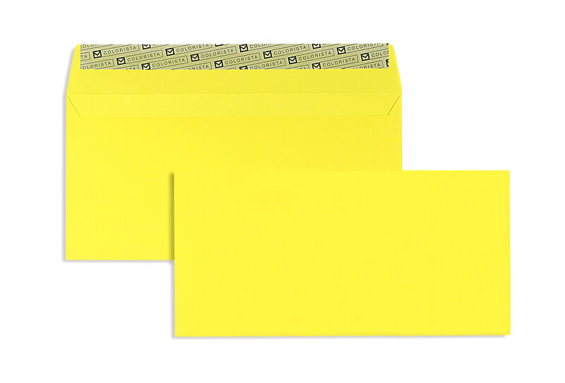 enveloppes colorées jaune 114 x 229 mm (c6/5) | 120 g/qm colorista | sans fenêtre | fermeture adhésive | rabat droit | 100 pièces