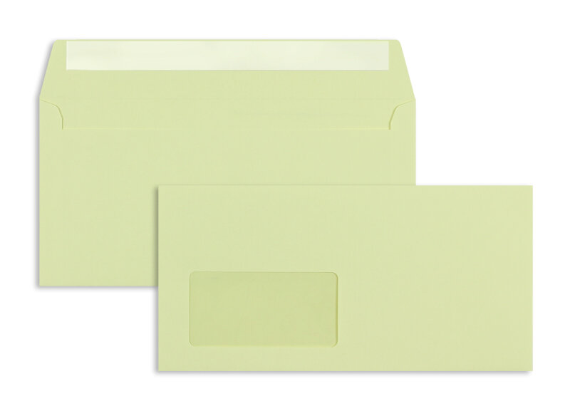 enveloppes colorées jaune (jaune citron) 114 x 229 mm (c6/5) | 120 g/m² offset | avec fenêtre | fermeture adhésive | rabat droit | 100 pièces
