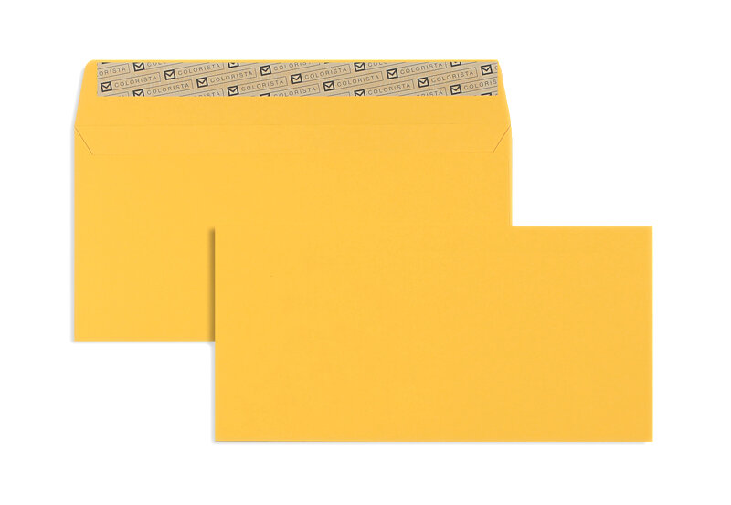 enveloppes colorées jaune (jaune d'or) 114 x 229 mm (c6/5) | 120 g/qm colorista | sans fenêtre | fermeture adhésive | rabat droit | 100 pièces