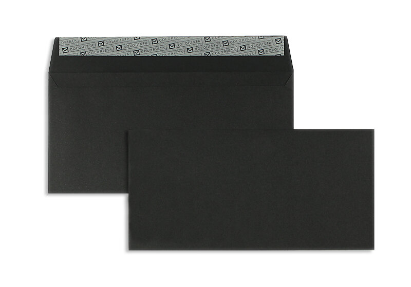 enveloppes colorées noir 114 x 229 mm (c6/5) | 120 g/m² colorista | sans fenêtre | fermeture adhésive | rabat droit | 100 pièces