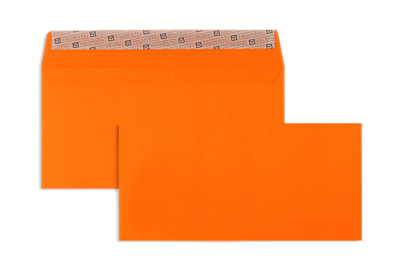 enveloppes colorées orange 114 x 229 mm (c6/5) | 120 g/qm colorista | sans fenêtre | fermeture adhésive | rabat droit | 100 pièces