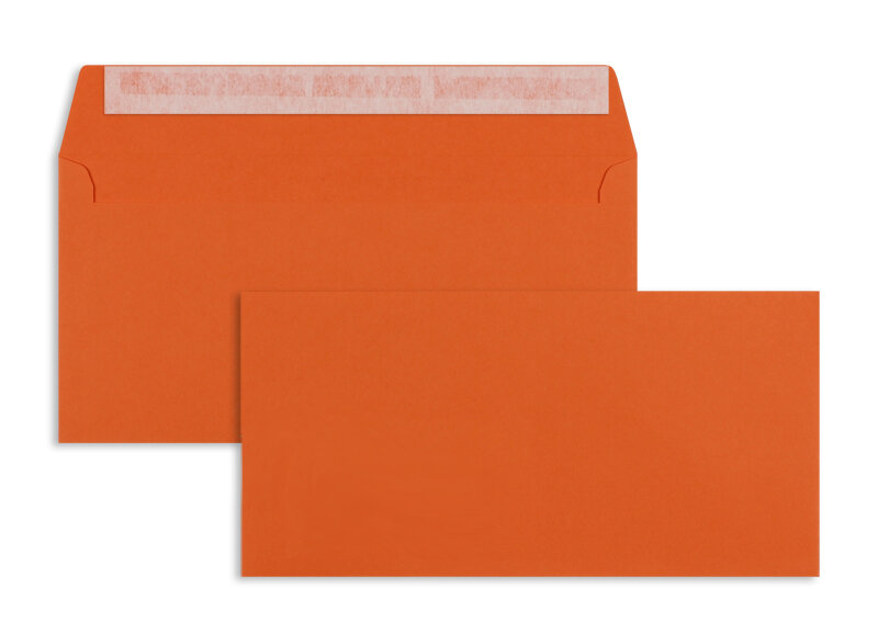 enveloppes colorées orange 114 x 229 mm (c6/5) | 120 g/m² offset | sans fenêtre | fermeture adhésive | rabat droit | 100 pièces