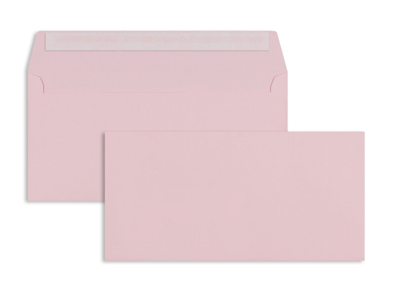 enveloppes colorées rose (saumon) 114 x 229 mm (c6/5) | 120 g/m² offset | sans fenêtre | fermeture adhésive | rabat droit | 100 pièces