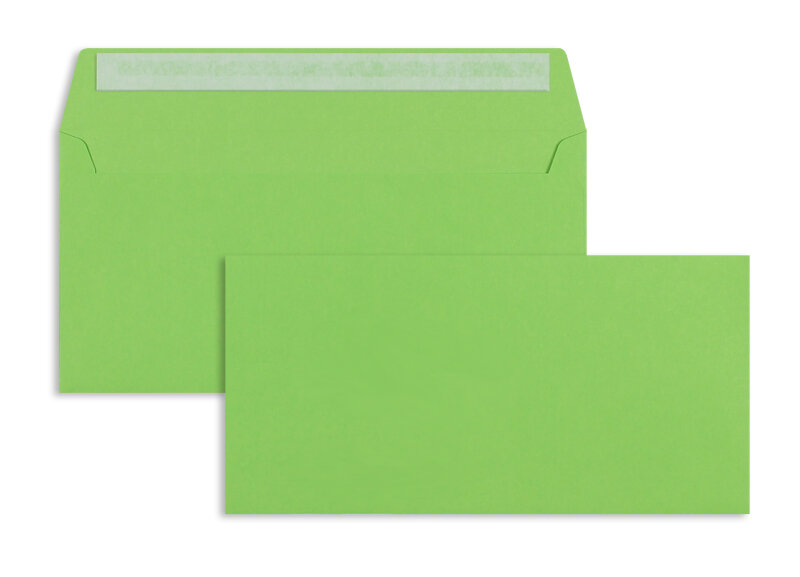 enveloppes colorées vert (vert intense) 114 x 229 mm (c6/5) | 120 g/m² offset | sans fenêtre | fermeture adhésive | rabat droit | 100 pièces