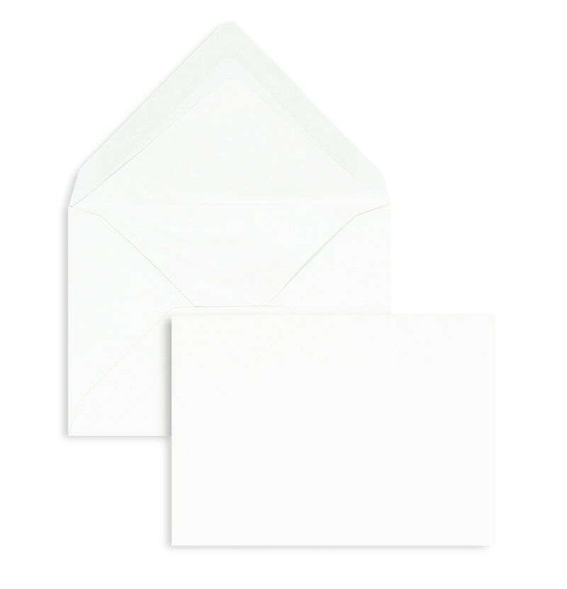 enveloppes blanc 114 x 162 mm (c6) | 100 g/m² côtelé (paperado) | sans fenêtre | fermeture gommée | rabat pointu | 100 pièces