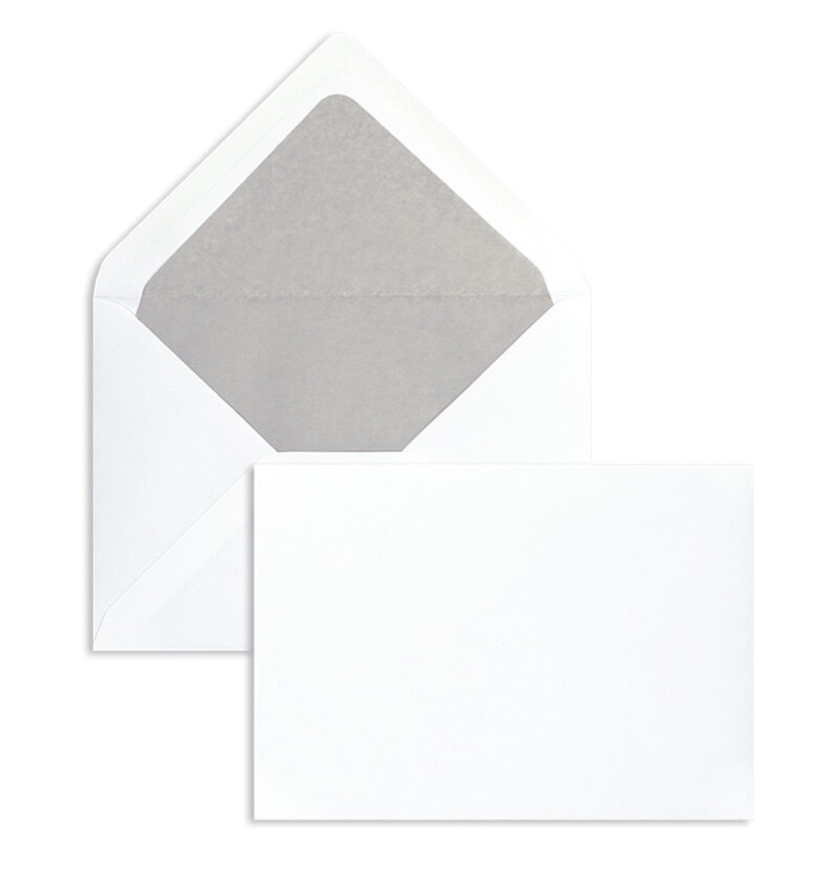 enveloppes blanc 114 x 162 mm (c6) | 135 g/m² velin | sans fenêtre | fermeture gommée | rabat pointu | 100 pièces