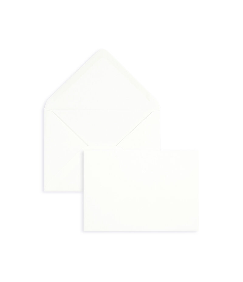 enveloppes blanc 114 x 162 mm (c6) | 135 g/m² velin | sans fenêtre | fermeture gommée | rabat pointu | 100 pièces
