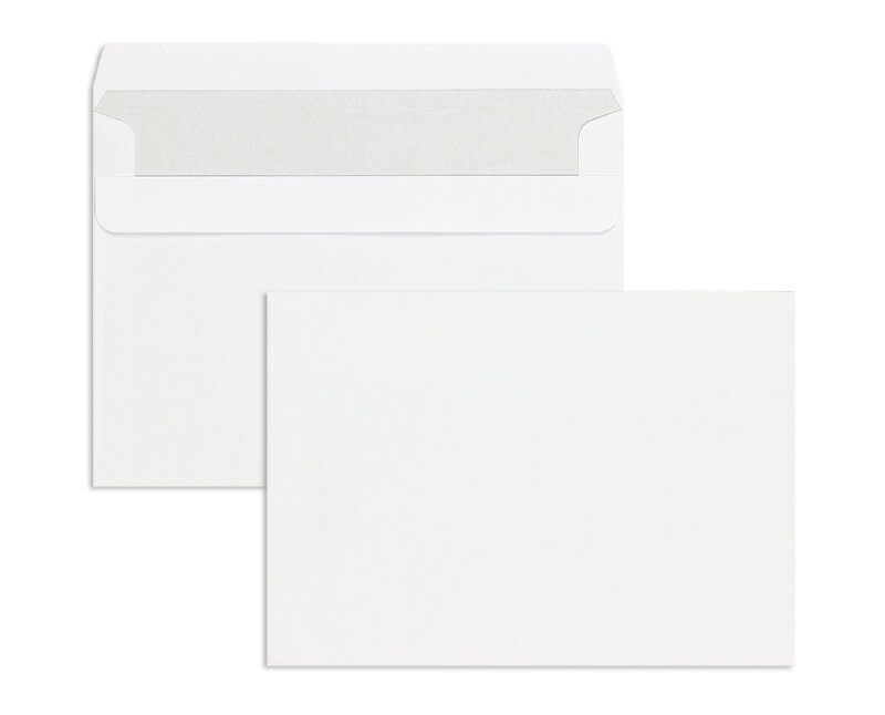 enveloppes blanc 114 x 162 mm (c6) | 75 g/qm offset | sans fenêtre | fermeture autocollante | rabat droit | 1000 pièces